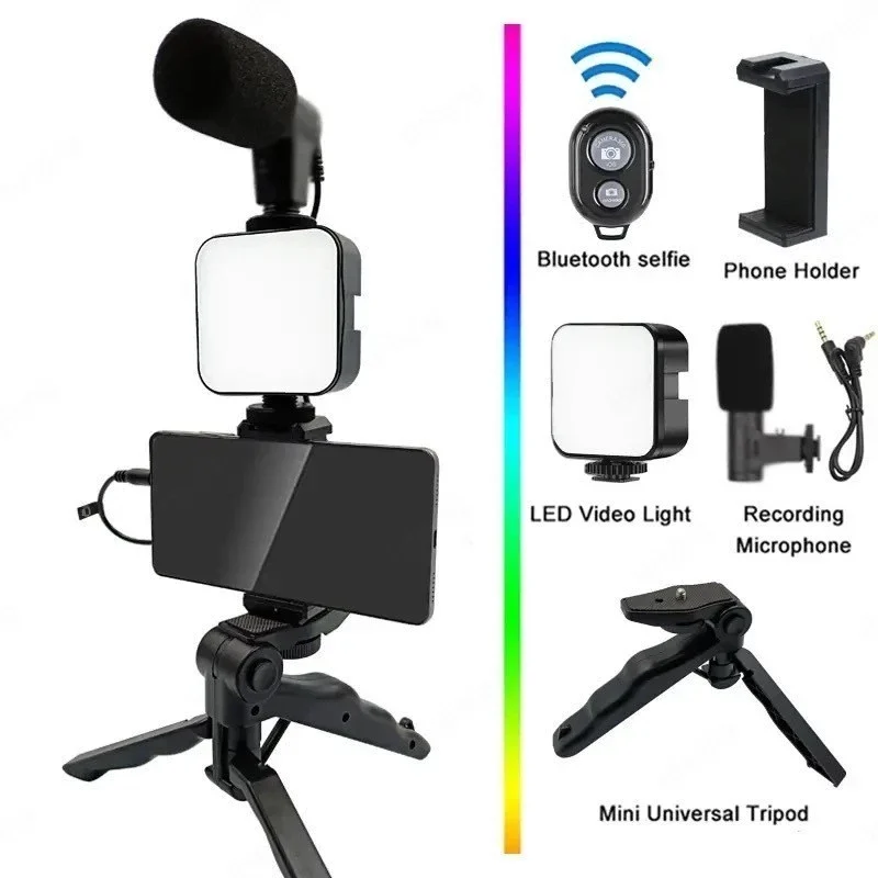 Tripé Estabilizador de Mão kit 5 em 1 gimbal Microfone Celular Gravação De Vídeo - Image 7