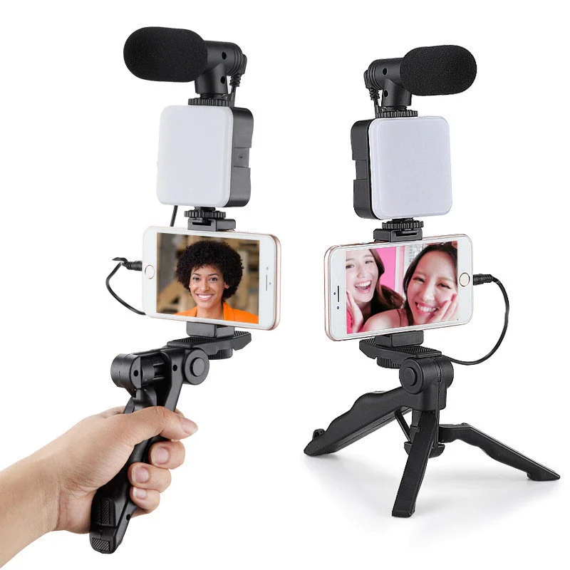 Tripé Estabilizador de Mão kit 5 em 1 gimbal Microfone Celular Gravação De Vídeo - Image 8