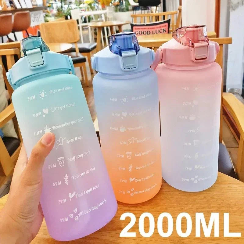 Garrafa Squezze de Agua 2 Litros 2000Ml Motivacional Grande Capacidade Resistente