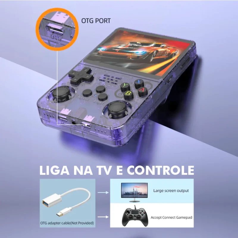 Console Portátil R36S + de 15.000 Jogos Vídeo Game 64g Linux Tela IPS 3.5 Polegadas a Pronta Entrega - Image 4